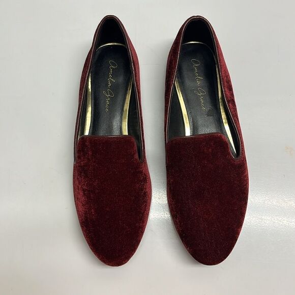 Amelia Grace Deep Red Pointed Toe Slip-On Velvet Flats- Size 8 - Picture 2 of 16